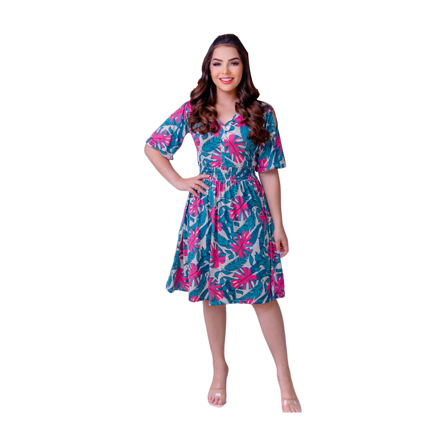 Vestido Midi Feminino Manga 3 / 4