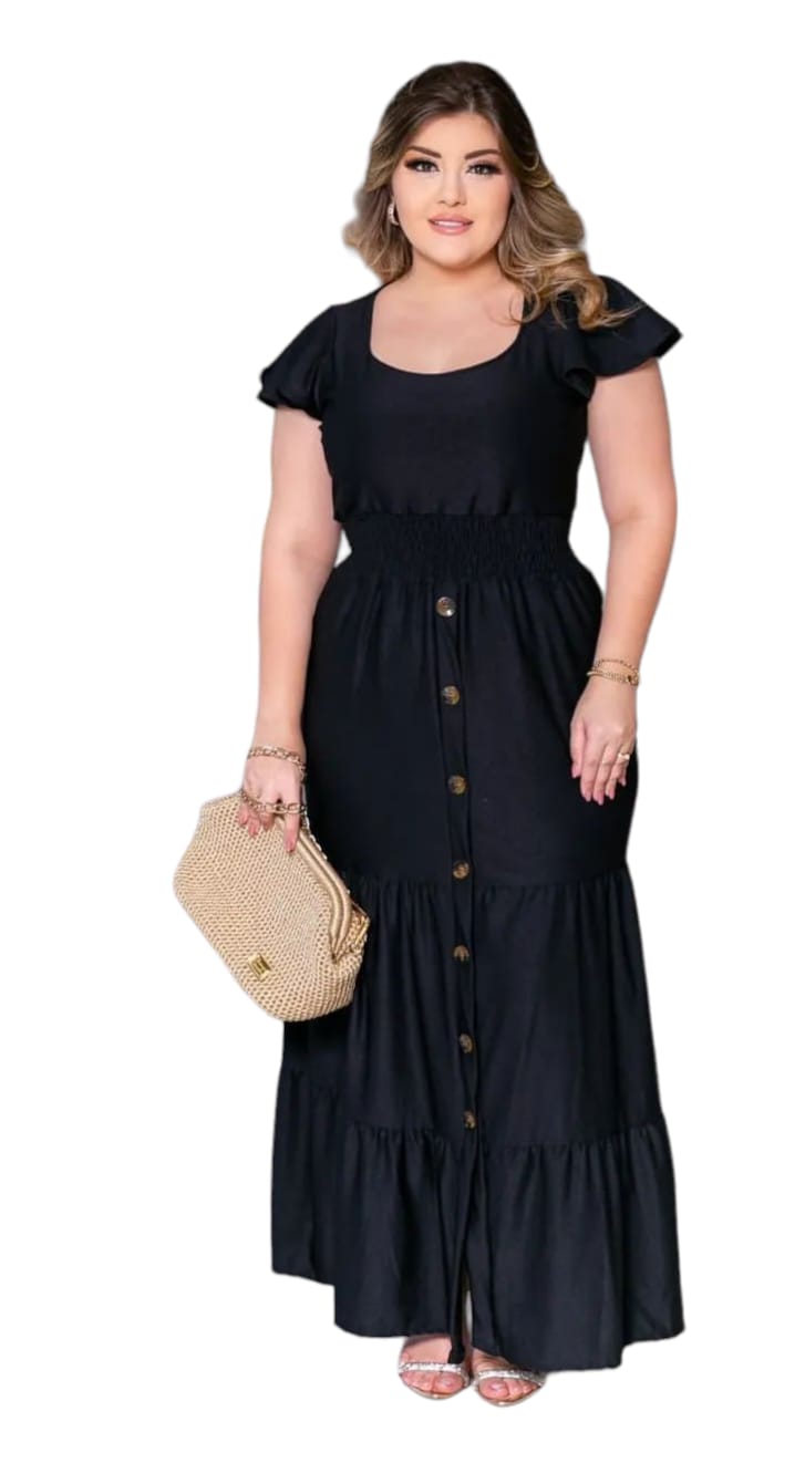 Vestido Fluit Feminino Plus Size Mangas Curtas