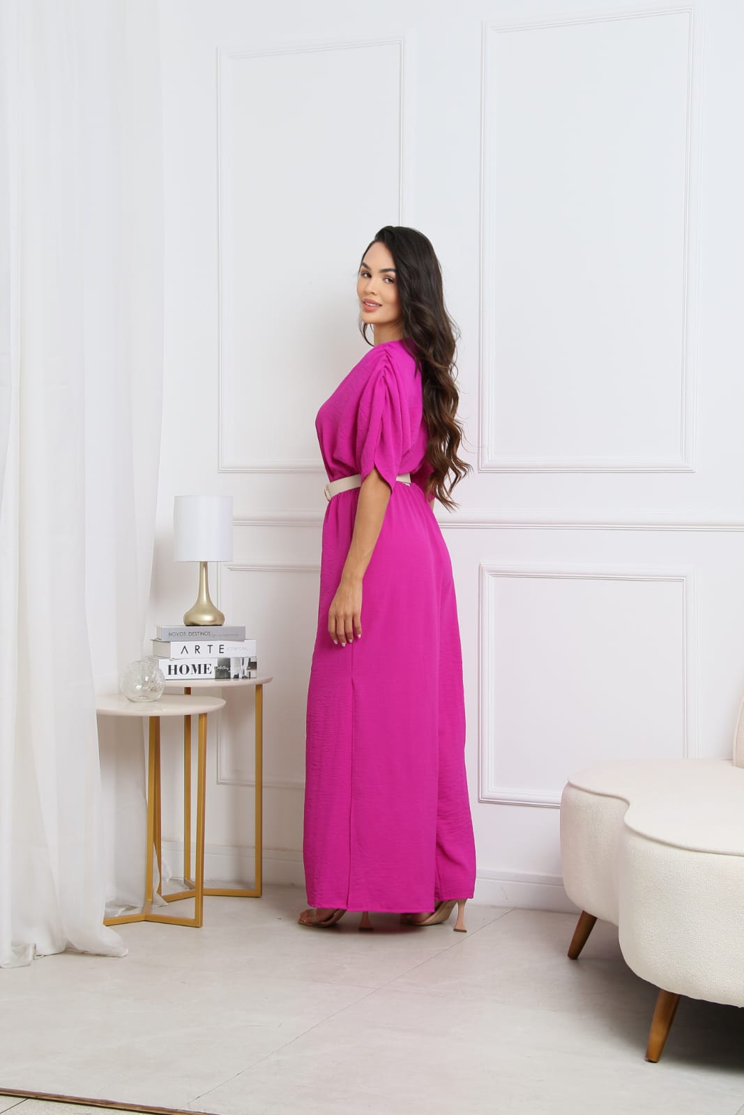 Macacão Pantalona Fendas Elegante Social e Casual Soltinho